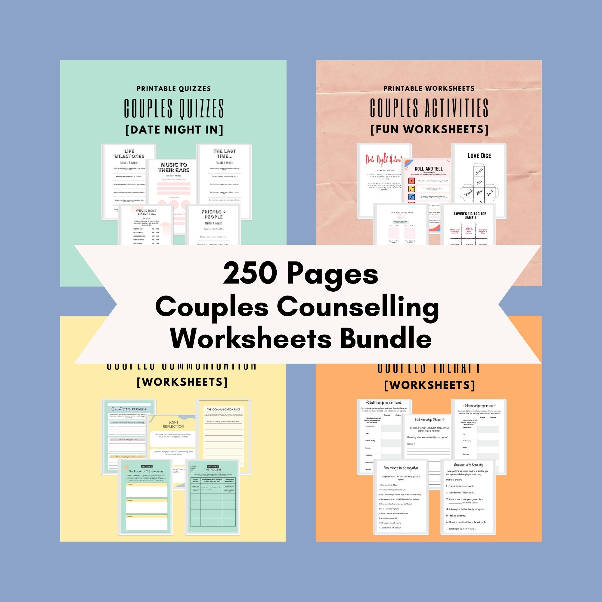 Couples Counselling Worksheets Bundle: Relationship Therapy, Communication (Digital Download)