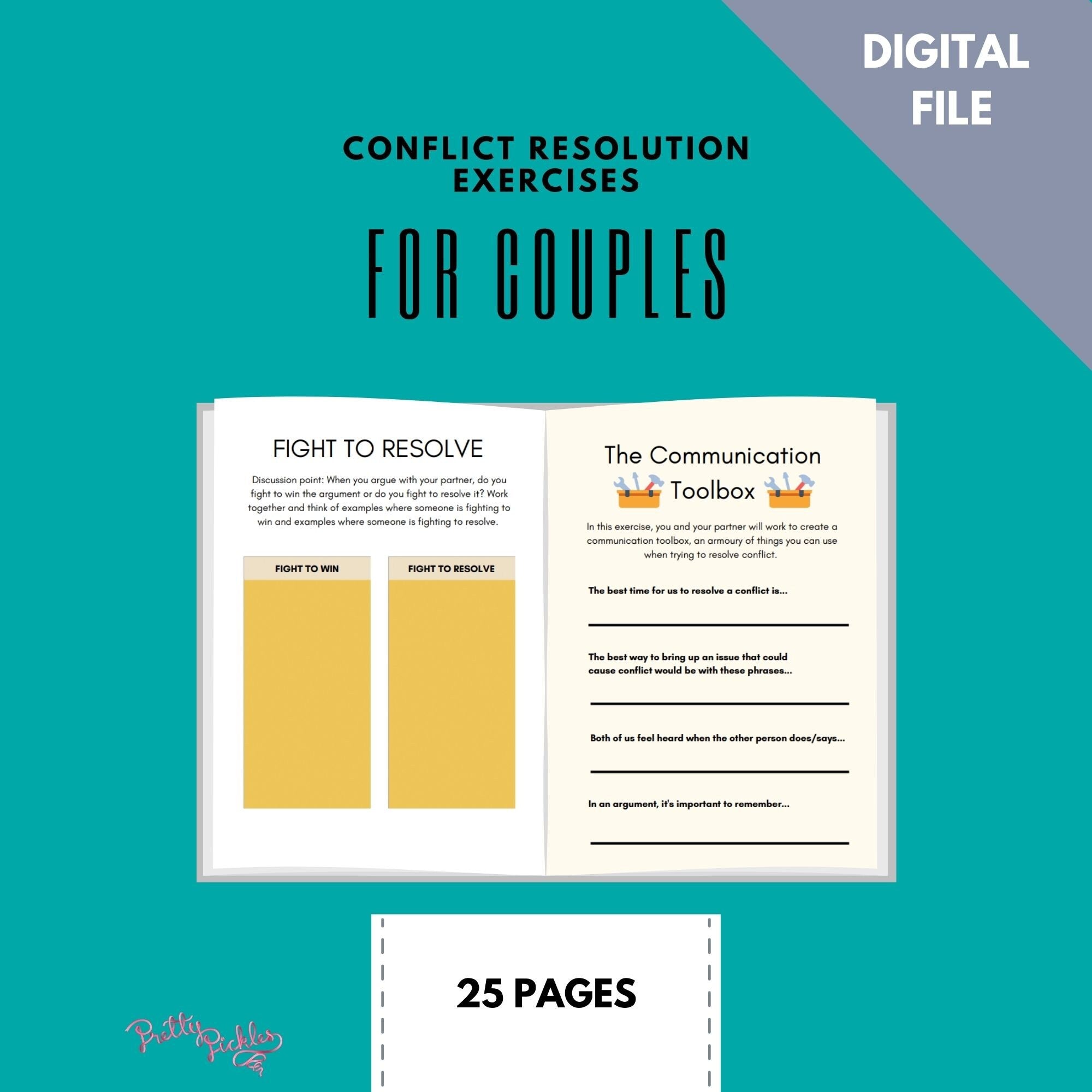 Couples Conflict Resolution Worksheets Couples Counselling Worksheets Couples Therapy Tools Worksheets for Couples Counsellors Marriage