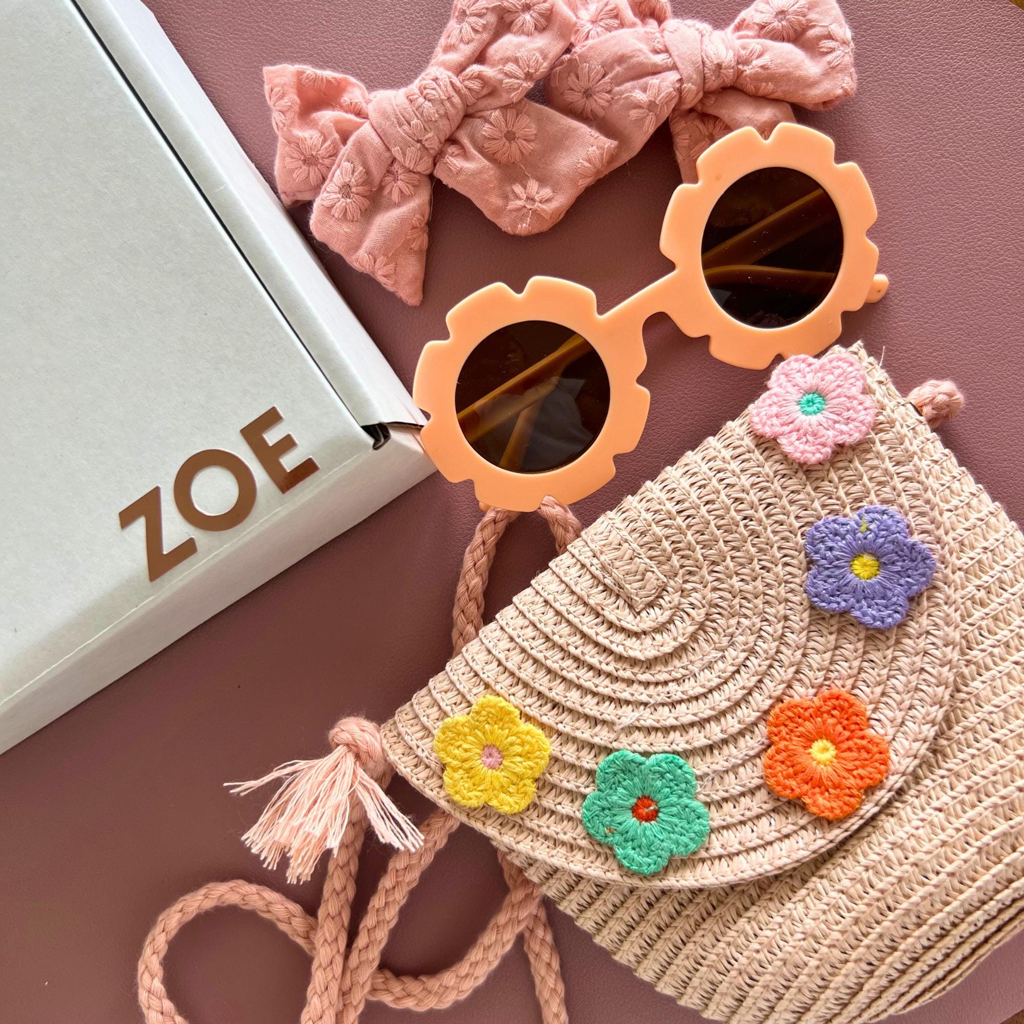 Girly Woven Handbag Gift Set Girls handbag gift set Retro Sunnies for Kids with Bows Curated Gift Box for Girl Ages 5 Floral Handbag Girl