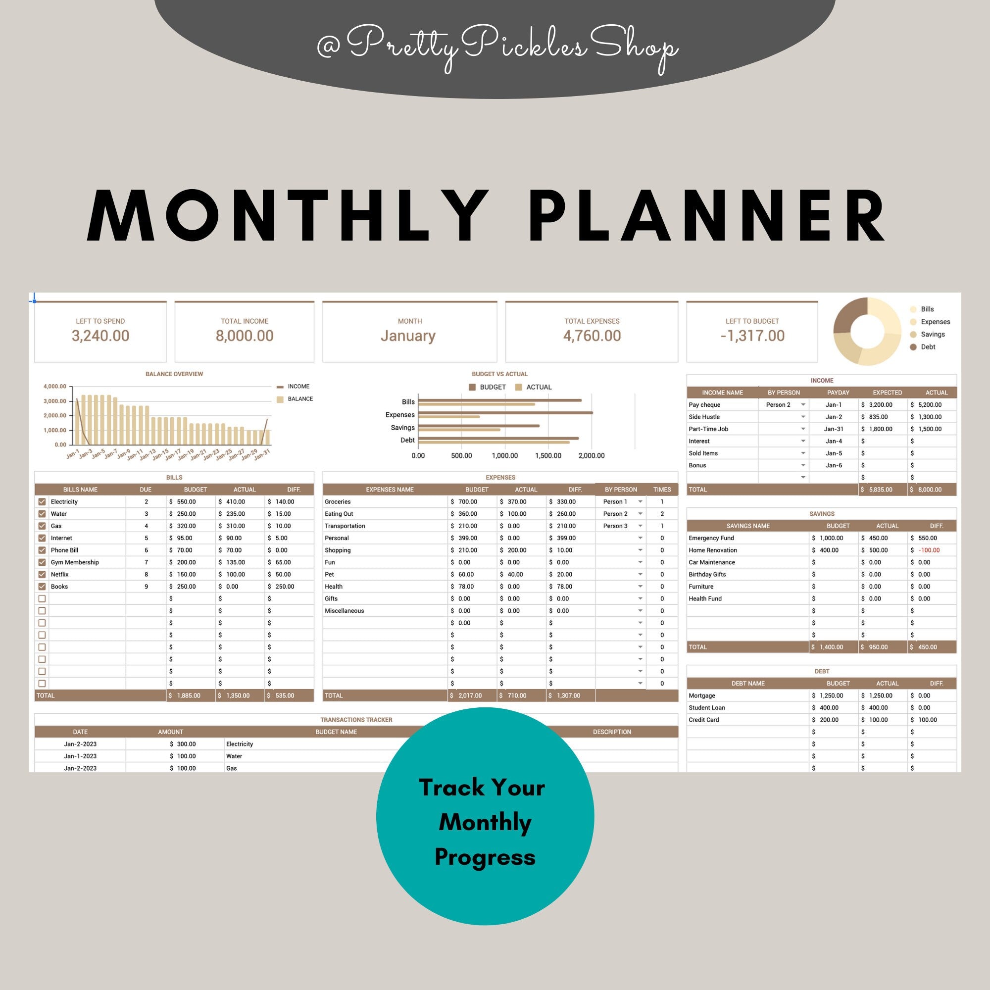 Family Budget Planner Spreadsheet, Income and Expenses Tracker (Google Sheets)