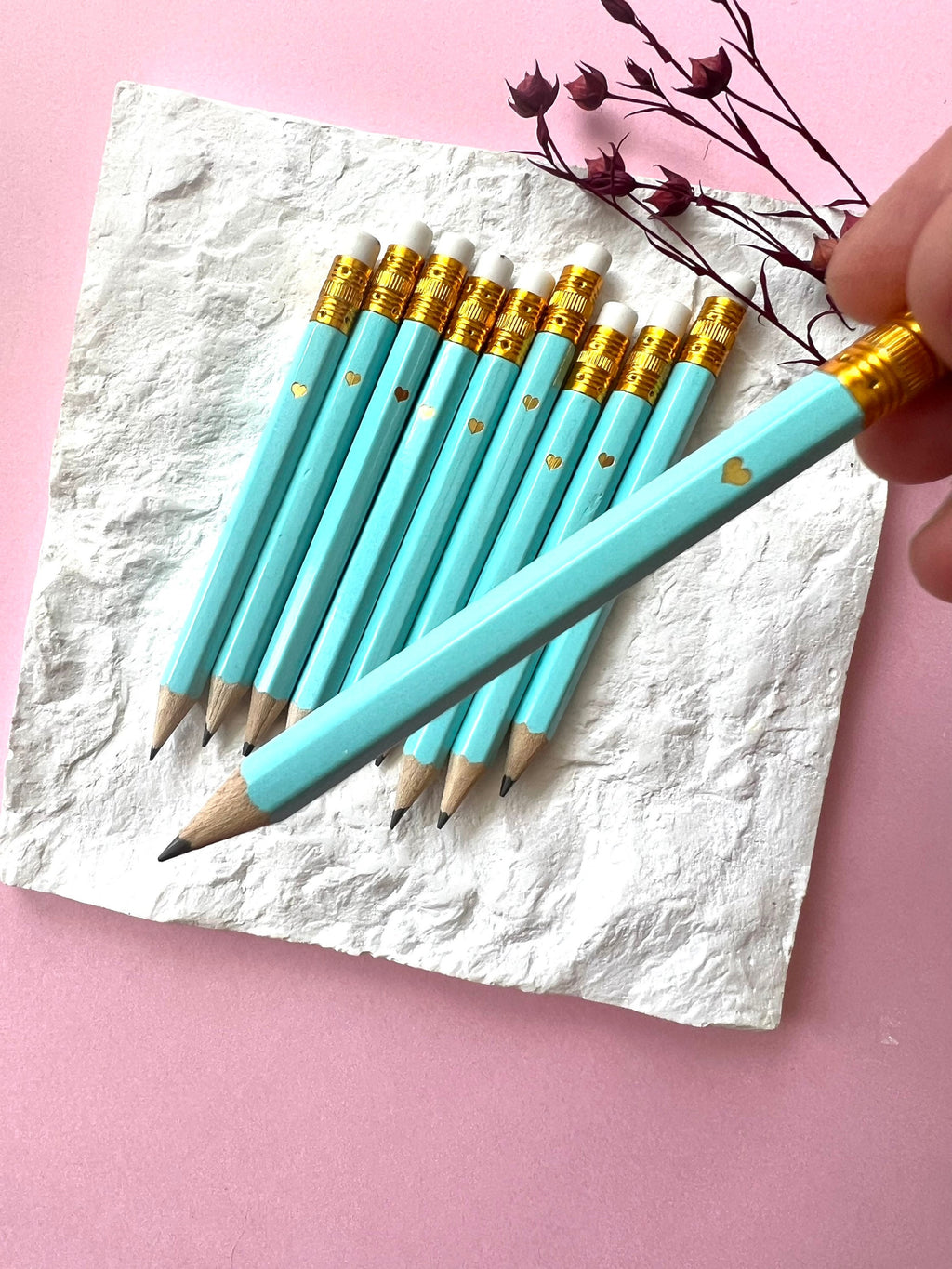 Mini Blue Pencils with Hearts, Party Favor Bridal/Baby Shower Games