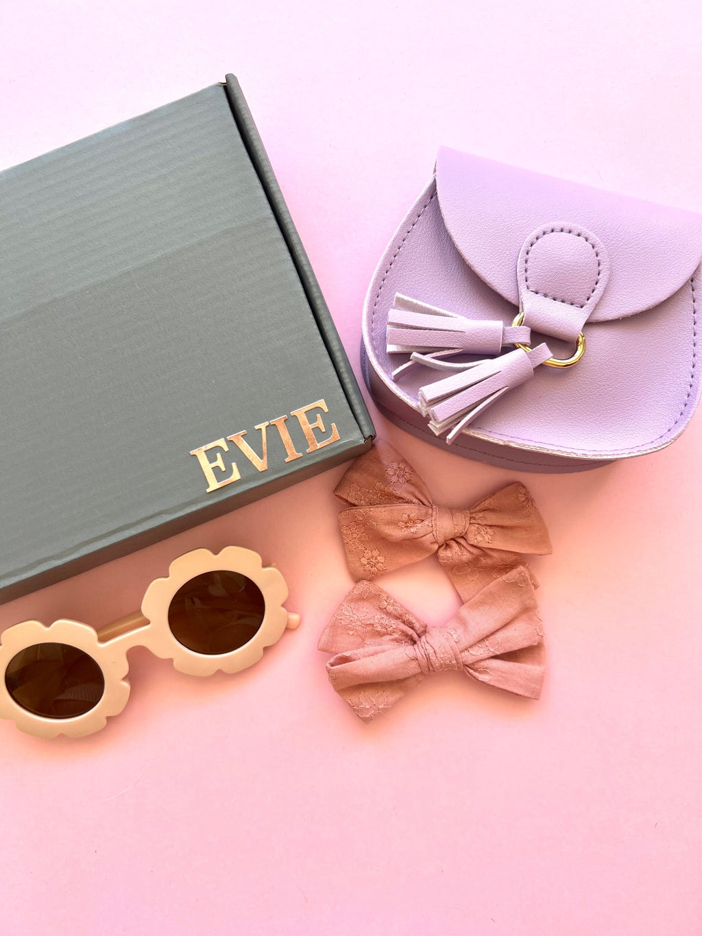 Personalized Toddler Birthday Gift Box: Purse, Sunglasses, Bows & Charm