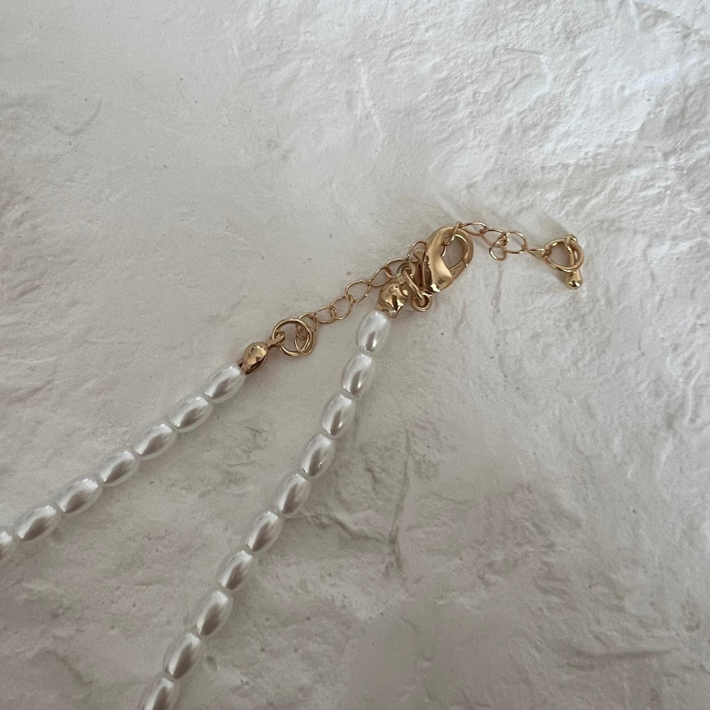 Pearl Charm Necklace 27cm Gold Plated Pearl Necklace with Charm Ring DIY Charm Necklace White Pearl Necklace for Charms Supply for Business